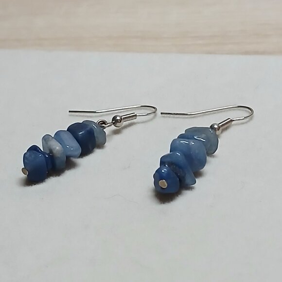 Fashion Hand Crafted Silver Tone with Blue Stone Earrings Costume Jewelry #81 - Picture 10 of 11